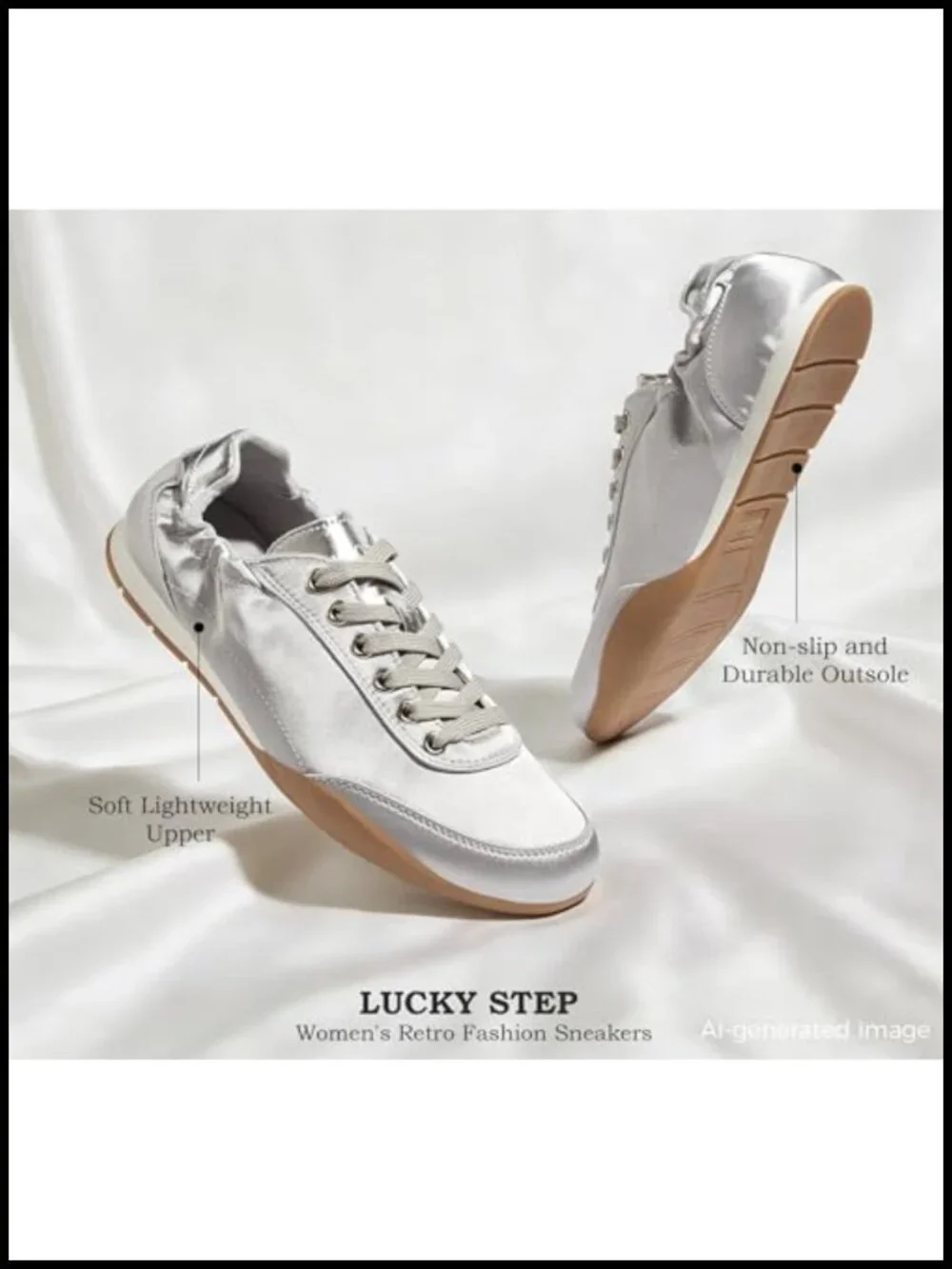 Retro Fashion Sneakers - Lightweight Walking Shoes with Non Slip Satin Upper